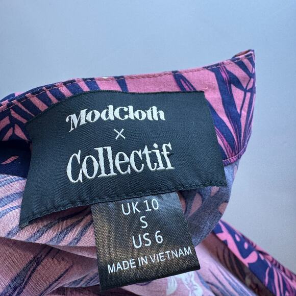 Modcloth x Collectif Sabina Pink Navy Maxi Kimono Feeling Tropicool Size Small S - Picture 6 of 6